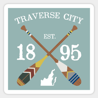 Paddle Traverse City, TC Michigan Lake Life Painted Oars Magnet